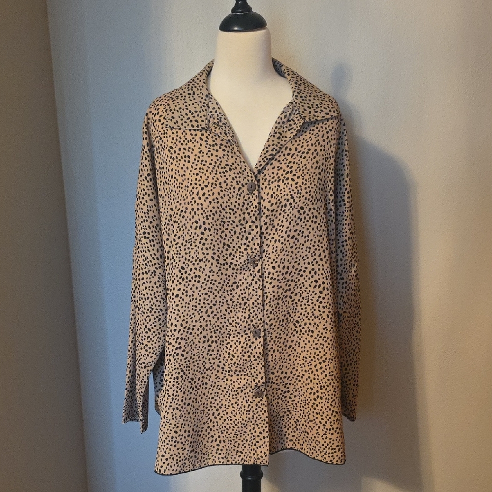 Polka Dot Button-Up Blouse